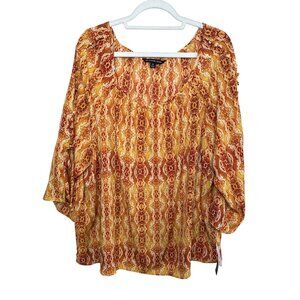 Zac and Rachel Top Womens 3/4 Sleeve Slit Plus Size 2X Shirt Peasant Cottagecore